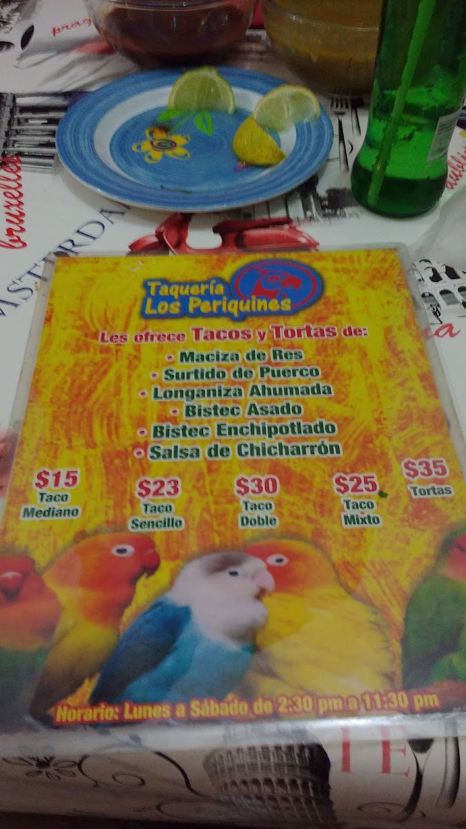 Los Periquines Menu - Image 1